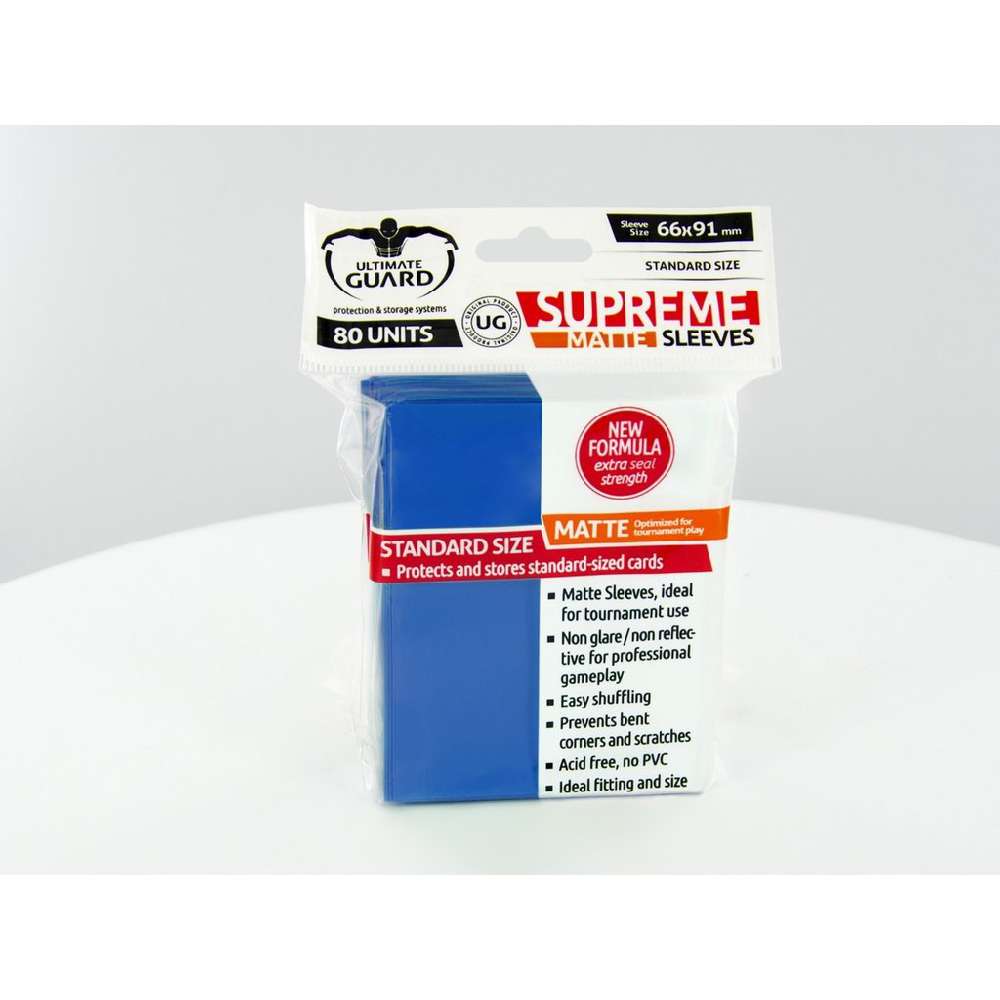 Ultimate Guard Supreme Matte Blue Sleeves 80 Standard Size