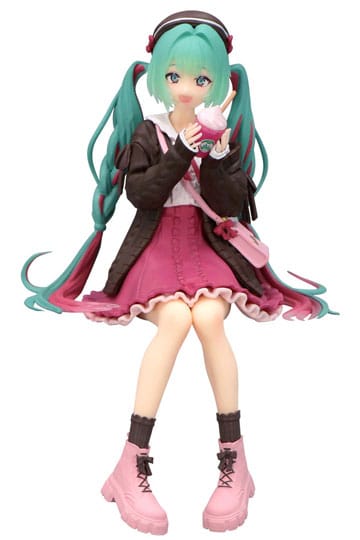 Hatsune Miku Noodle Stopper PVC Statue Autumn Date Pink Color Ver. 14 cm